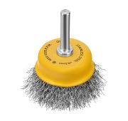 Щетка для дрели, 50 мм, Чашка, со шпилькой, нержавеющая витая проволока// Denzel