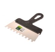 Шпатель из нержавеющей стали, 200 мм, зуб 10 х 10 мм, пластмассовая ручка Сибртех