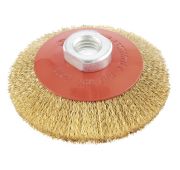 Щетка для УШМ, 100 мм, М14, «тарелка», латунированная витая проволока Matrix