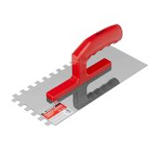 Гладилка из нержавеющей стали, 280 х 130 мм, зеркальная полировка, пластмассовая ручка, зуб 10 х 10