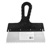 Шпатель из нержавеющей стали, 200 мм, зуб 4х4 мм, пластмассовая ручка // Sparta