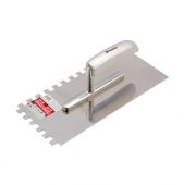 Гладилка из нержавеющей стали, 280 x 130 мм, деревянная ручка, зуб 10 x 10 мм Matrix