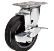 Колесо 560200 черная резина, поворот с тормозом,  д.200мм