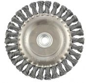 Плоская щетка для УШМ Matrix 74641 диаметром 150 мм, с крученой проволокой 0,5 мм и гайкой М14 испол