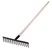 Грабли стальные, 360 х 1300 мм, 14 прямых зубьев, деревянный черенок, Россия, Сибртех