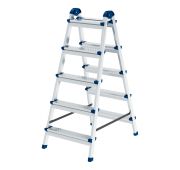 Стремянка двухсторонняя 5 ст., сталь профиль, стальные ступени, Россия// Сибртех