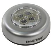 Светодиодный фонарь PUSH LIGHT 1 шт х 4 LED Smartbuy 3AAA, серебристый