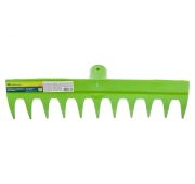 Грабли пластиковые, 380 мм, 11 прямых зубьев, усиленные, без черенка, Россия, Сибртех
