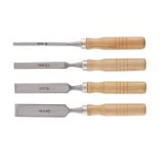 Набор стамесок, 6-12-18-24 мм, плоские, деревянные рукоятки Sparta