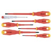 Набор отверток диэлектрических до 1000 В, 7 шт, тестер, CrV, двухкомпонентные рукоятки Сибртех