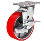Колесо 590202(114х100) полиуретан поворот с тормозом