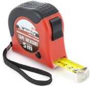 Рулетка Double fixation, 5 м х 19 мм, обрезиненный корпус, двойная плавная фиксация