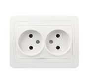 Розетка 2-местная с заземлением 16А белая, керамика «Марс»