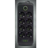 Сетевой фильтр с USB 8 розеток и 3 USB + 1 type C, 2 м, с предохранителем, с единым выключателем