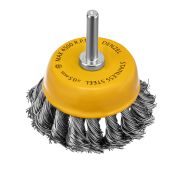Щетка для дрели, 65 мм, Чашка, со шпилькой, нержавеющая крученая проволока// Denzel