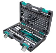 Набор инструментов, 1/2, 1/4, CrV, пластиковый кейс, 82 предмета, двенадцатигранные головки Stels