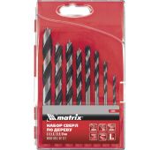 Набор сверл по дереву, 3-4-5-6-7-8-9-10 мм, 8 шт, шестигранный хвостовик, пластиковый кейс, Matrix