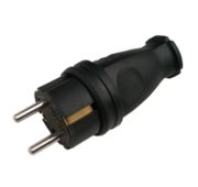 Вилка прямая с з/к каучук 16А IP44 черная 9210 IN HOME