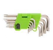 Набор ключей имбусовых Tamper-Torx. 9 шт. TT10-TT50. 45x, закаленные, короткие, никель//Сибртех