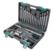 Набор инструментов, 1/2, 1/4, CrV, пластиковый кейс, 88 предметов Stels