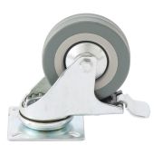 Колесо поворотное с тормозом D 75 мм, крепление платформенное Сибртех