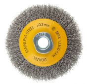 Щетка для УШМ, 100 мм, «Тарелка», витая нержавеющая проволока 0.3 мм, М14 Denzel