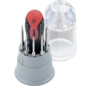 Отвертка для точных работ Fusion с насадками, 11 пр. в пласт. пенале, 3-х комп. рукоятка// Matrix