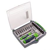 Отвертки реверсивные с набором бит, торцевых головок, 61 предмет, CrV Сибртех