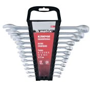 Набор ключей комбинированных, 6-22 мм, 12 шт, CrV, матовый хром Matrix