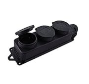 Розетка стационарная EKF 2P+E 16A 220B прямая каучуковая трехместная