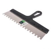 Шпатель из нержавеющей стали, 350 мм, зуб 10 х 10 мм, пластмассовая ручка Сибртех