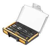 Отвертка с набором бит и торцевых головок для точных работ, Гибкий привод. 48 штук// Denzel