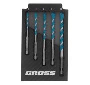 Набор сверл универсальных, Multipurpose PRO, 6-гр. хвостовик, 4-10мм, 5шт // Gross