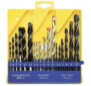 Набор сверл по бетону, металлу, дереву 3-4-5-6-8-10 мм, 18 шт, пластиковый бокс, цилиндрический хвос