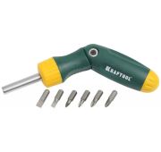 Набор KRAFTOOL Отвертка «BIT-LOCK» реверсивно-рычажная с битами, 7 предметов