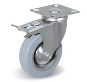 Колесо С-1702-МТВ-050 с тормозом (д. 50мм, серая резина, поворот. платформа)