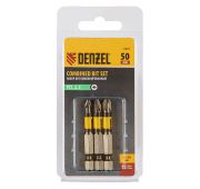 Набор бит комбинированный 3 шт., PZ1, PZ2, PZ3, 50 мм, сталь S2// Denzel