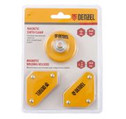 Набор из 2 магнитных сварочных фиксаторов и магнитной клеммы «масса»// Denzel
