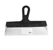 Шпатель из нержавеющей стали, 300 мм, зуб 6х6 мм, пластмассовая ручка // Sparta