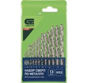 Набор сверл по металлу, 2-8 мм (через 0,5 мм), HSS, 13 шт.,пластик. коробка цил. хвостовик// СИБРТЕХ