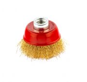 Щетка для УШМ, 65 мм, М14, «чашка», латунированная витая проволока Matrix