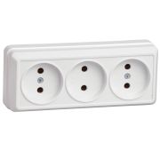 Розетка 3-местная 16А с заземлением белая «Юпитер»