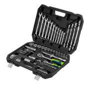 Набор инструментов, 1/2«, 1/4», пластиковый кейс 89 предметов// Сибртех