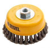 Щетка для УШМ, 125 мм, «Чашка», крученая нержавеющая проволока 0.5 мм, М14 Denzel