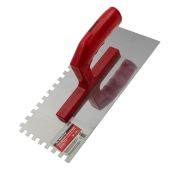 Гладилка из нержавеющей стали, 280 х 130 мм, зеркальная полировка, пластмассовая ручка, зуб 8 х 8 мм