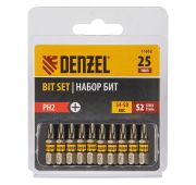 Набор бит PH2х25, сталь S2, шестигранный профиль, 10 шт.// Denzel