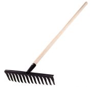 Грабли стальные, 350 х 1300 мм, 14 витых зубьев, деревянный черенок, Россия, Сибртех