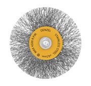 Щетка для дрели, 60 мм, Плоская, со шпилькой, нержавеющая витая проволока// Denzel