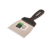 Шпатель из нержавеющей стали, 100 мм, зуб 4 х 4 мм, пластмассовая ручка Сибртех