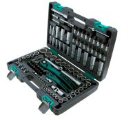 Набор инструментов, 1/2, 1/4, CrV, пластиковый кейс, 109 предметов двенадцатигранные головки Stels